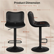 Set of 2 Height Adjustable PU Leather Bar Stools by Yaheetech