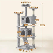 Cat Tree Condo Kitten Tree Tower w/ 2 Condos & 2 Dangling Balls & 3 Scratching Posts by Yaheetech