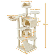 Cat Tree Condo Kitten Tree Tower w/ 2 Condos & Dangling Ball & Round Platform & Ladder by Yaheetech