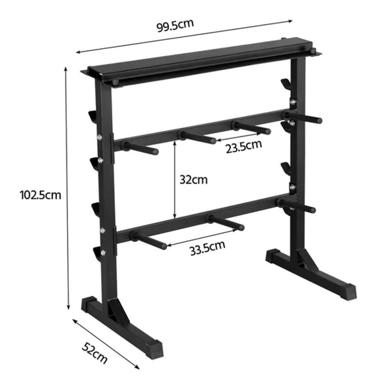 3 Tier Dumbbell Barbell Rack Weight Plate/Bar Storage Holder by Yaheetech