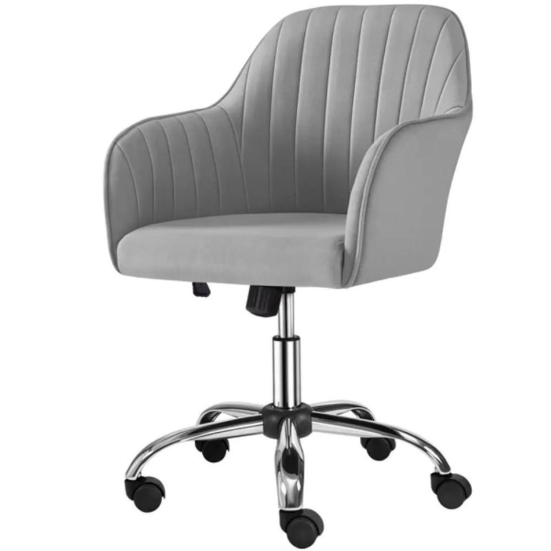 Modern Velvet Desk Chair Soft Height-Adjustable 360°Swivel Computer Chair by Yaheetech