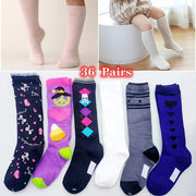 36 pairs Toddler Kids Plain Cartoon Ribbed Socks by dealonline.co.nz