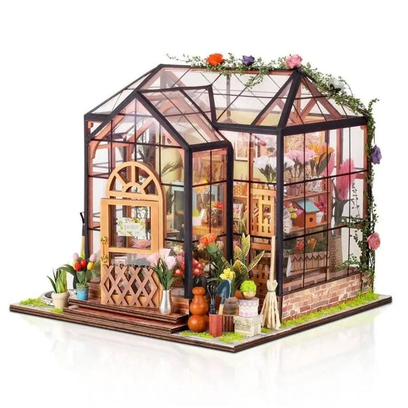 Poppy Gifts Gift DIY Miniature Flower Greenhouse Wooden Dollhouse Kit For Craft Lovers DIY Miniature Flower Greenhouse Dollhouse Kit
