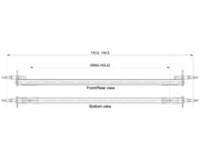 Overlay Beam Axle - 1500kg - Galvanised - 65SQ front and bottom view technical drawing with dimensions.
