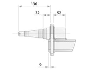 Drop Beam Axle detailed diagram showing dimensions for non-braked, 1750kg axle in bare metal finish.