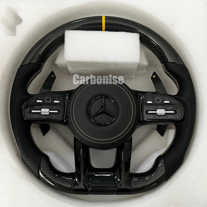 Mercedes-Benz Steering Wheel (Carbon Fiber+Perforated Leather) #11 by CARBONISE