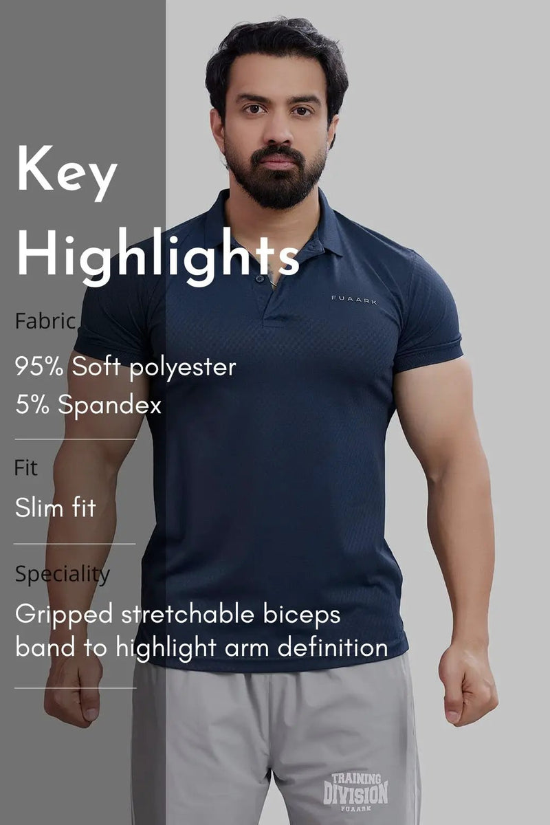 Wave Polo T-shirt Navy by Fuaark Nz