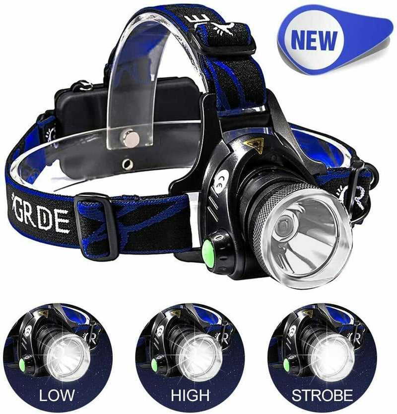 Super Bright Powerful Headlamp LED Head Torch USB Rechargeable Headlight Head Lamp by China Dropship