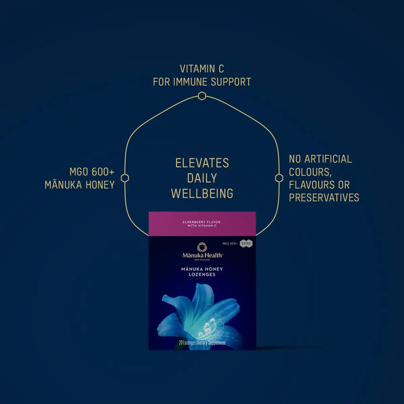 Manuka Honey Elderberry Lozenges with Vitamin C NZ by Manuka Health