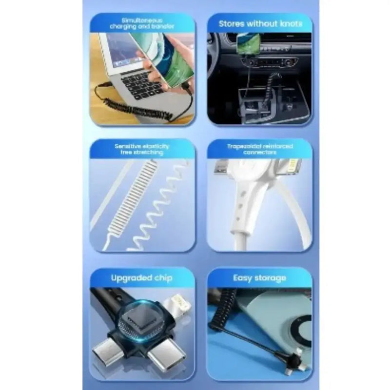 120W 3-in-1 USB-C Super-Fast Retractable Charging Cable by Habicare