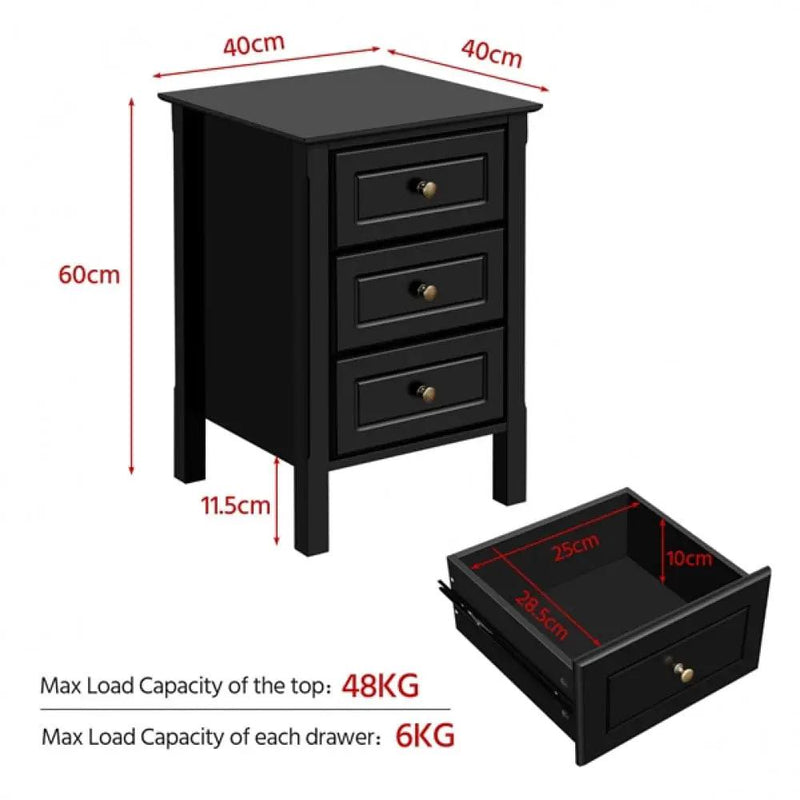 3-drawer Bedside Table End Table Nightstand by Yaheetech