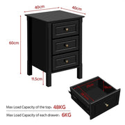 2x Side Table Nightstand End Table 3-drawer Side Table by Yaheetech