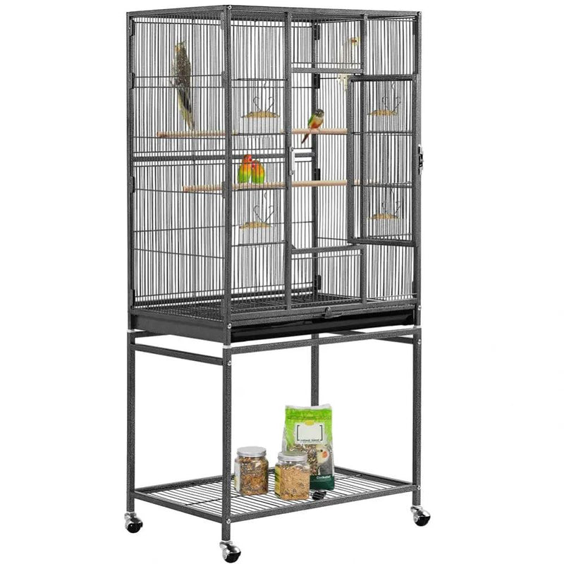 53.5″H Mobile Large Parrot Cage w/ Stand Bird Cage by Yaheetech