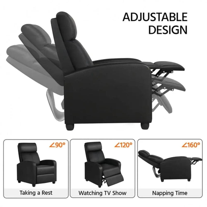 Recliner Chair PU Leather Recliner Sofa Adjustable Modern Single Reclining Chair by Yaheetech