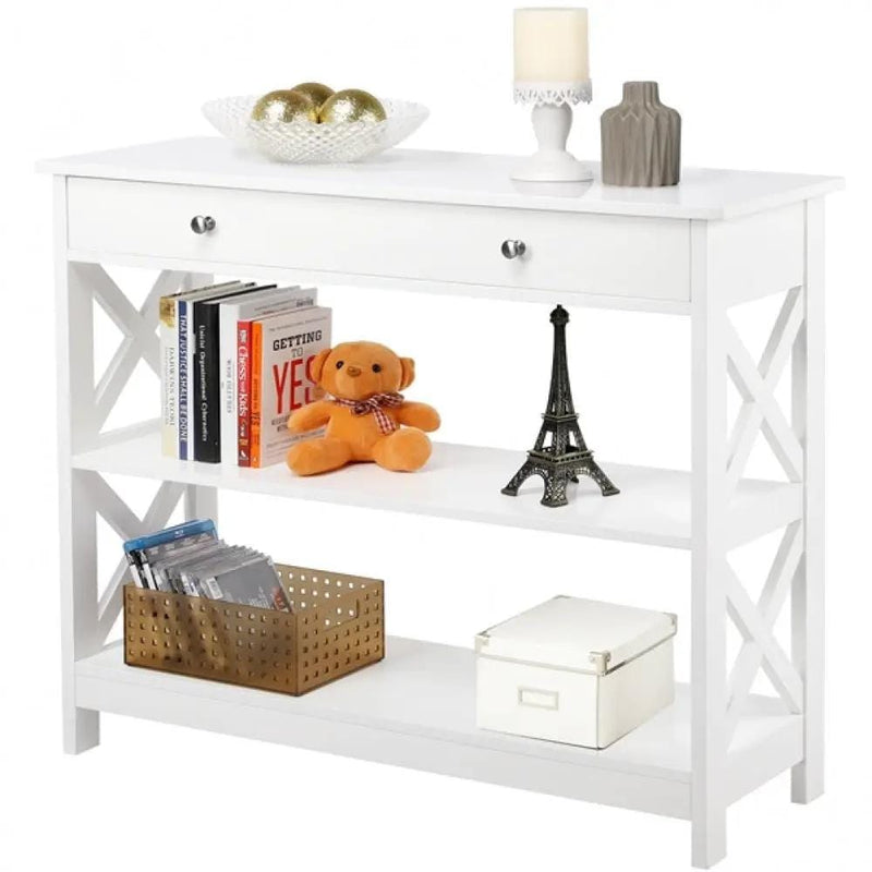 Wooden Console Table with 1 Drawer and 2 Open Shelves Versatile Entryway Table by Yaheetech