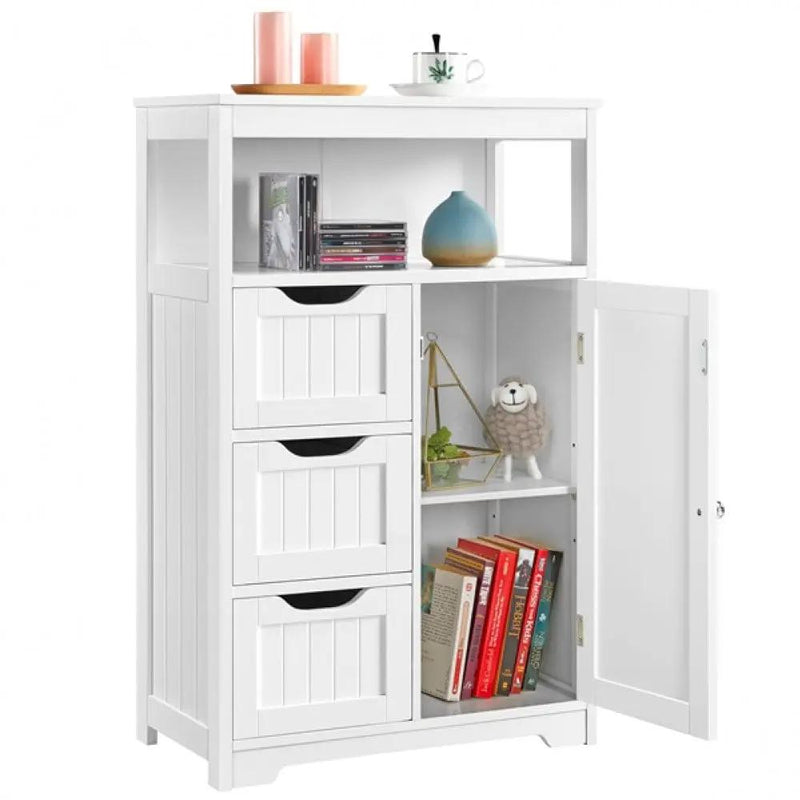 Bathroom Floor Cabinet MDF Wooden Storage Organizer w/ Drawers by Yaheetech