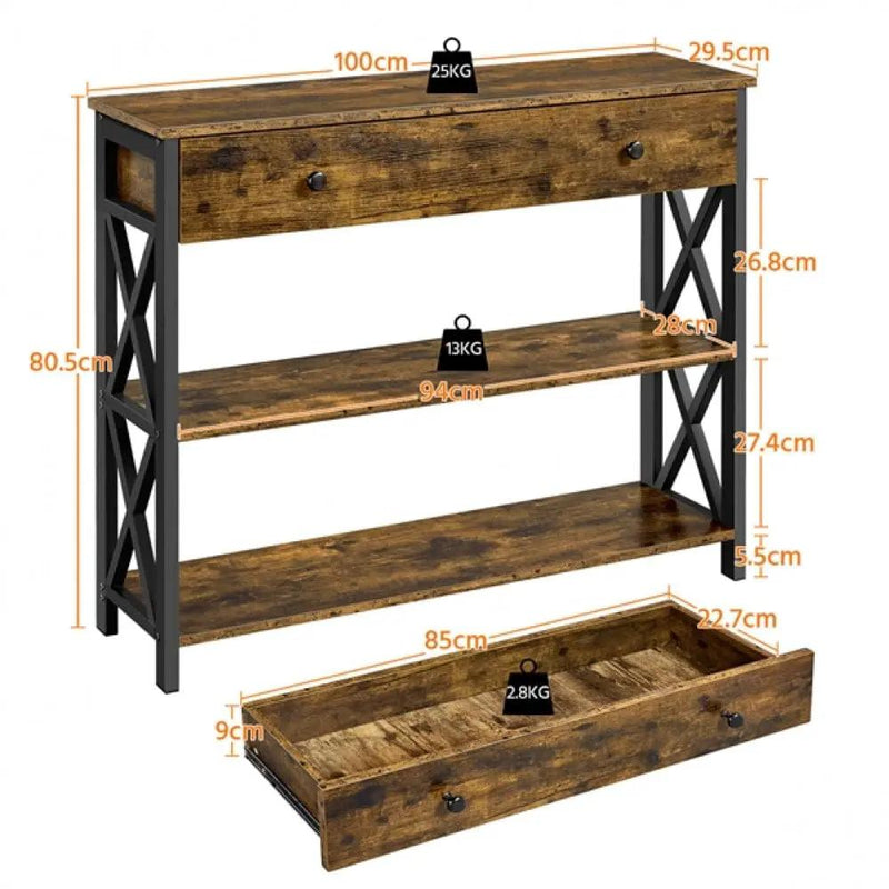 2-Tier X-Design Console Table Hall Table by Yaheetech