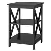 3 Tier Wood X Shape Bedside End Table Storage Cabinet Night Stand by Yaheetech