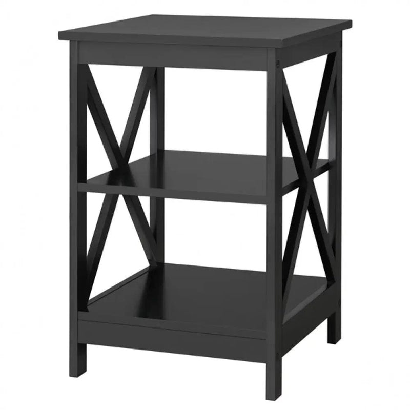 3 Tier Wood X Shape Bedside End Table Storage Cabinet Night Stand by Yaheetech