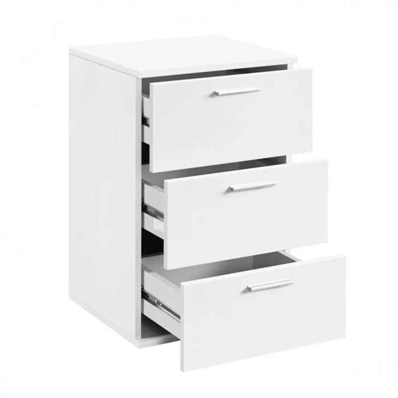 Side Table 3 Drawers End Table Chest Dresser Metal Handles Cabinet White by Yaheetech