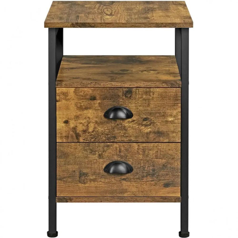 Side Table with 2 Drawers and Open Shelf by Yaheetech