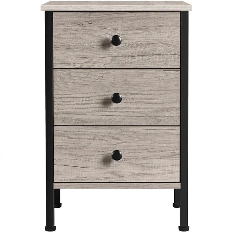 3 Drawer Nightstand Storage Nightstand Metal Frame Dresser Organizer by Yaheetech
