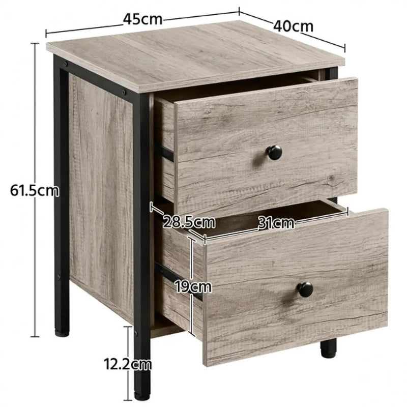 Metal-Framed Side Table with 2 Drawers by Yaheetech
