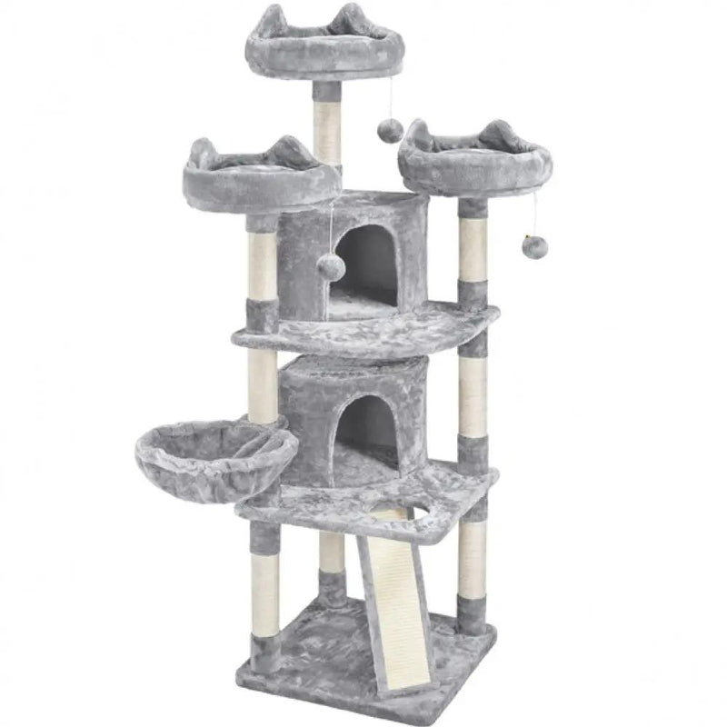 Large Cat Tree Big Cat House Plush Cat Tower by Yaheetech
