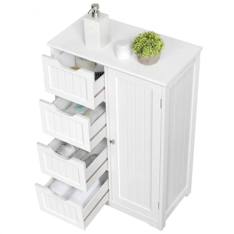 Large Wooden Bathroom Storage Cabinet Freestanding Floor Cabinet by Yaheetech