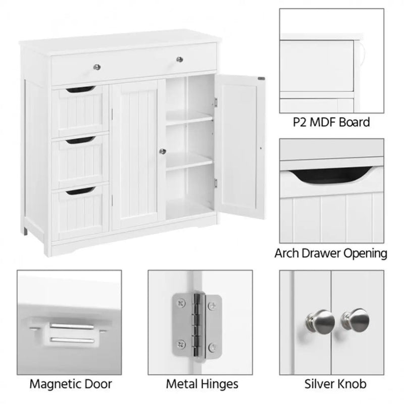 Wooden Bathroom Floor Cabinet Side Storage Organizer Cabinet by Yaheetech