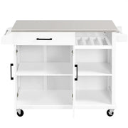 Kitchen Trolley Kitchen Island Cart with Stainless Steel Top & Storage by Yaheetech