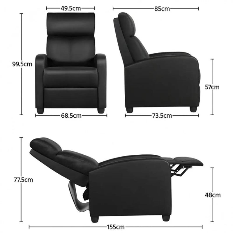 1 pair PU Leather Recliner Chairs by Yaheetech