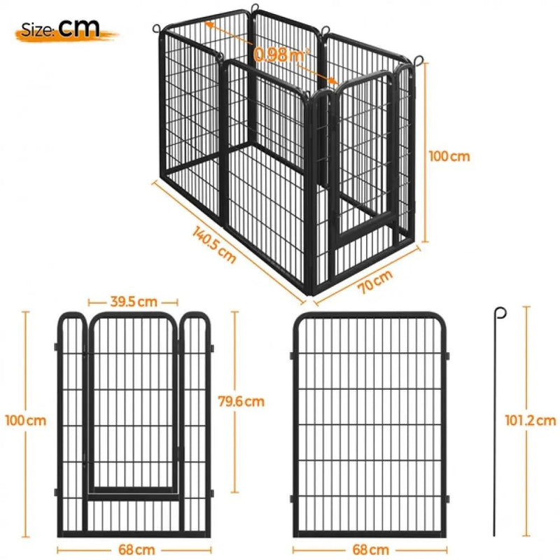 100cm Tall 6 Panels Heavy Duty Dog Playpen Exercise Barrier Outdoor Indoor Fence by Yaheetech