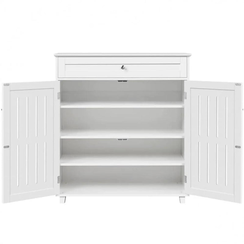 4 Tier Shoe Storage Cabinet 1 Drawer Closed Adjustable Shoes Rack by Yaheetech