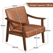 Mid-Century Modern Faux Leather Armchairs with Solid Wood Frame Accent Chair by Yaheetech