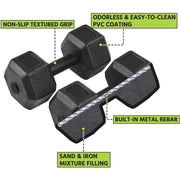 Set of 2 x 8kg Dumbbells Sporting Hand Weights by Yaheetech