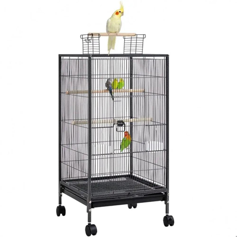 40-Inch H Wrought Iron Bird Cage with Rolling Stand by Yaheetech