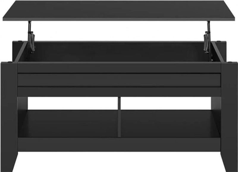 Shaker Design Lift Top Coffee Table w/Storage & 2 Open Shelves by Yaheetech