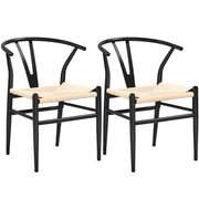 2pcs Modern Chair Y-Shaped Backrest Mid-Century Metal Dining Chair by Yaheetech