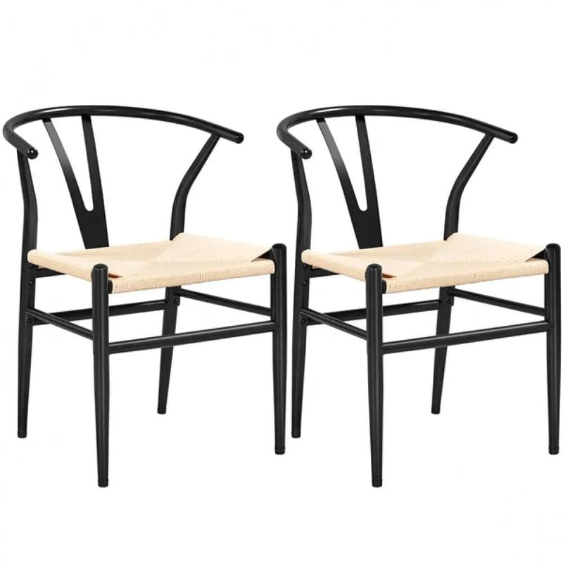 2pcs Modern Chair Y-Shaped Backrest Mid-Century Metal Dining Chair by Yaheetech