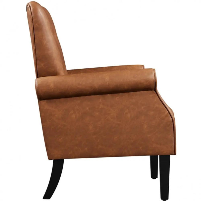 Mid-century Modern Faux Leather Accent Chair Armchair by Yaheetech
