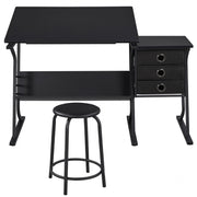 Drafting Table & Stool Set For Artists Tilting Tabletop with Additional Side Countertop by Yaheetech
