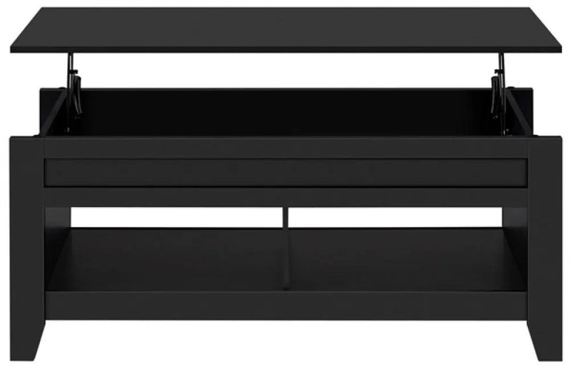 L 120cm Lift Top Coffee Table w/Hidden Compartment & 2 Open Shelves by Yaheetech