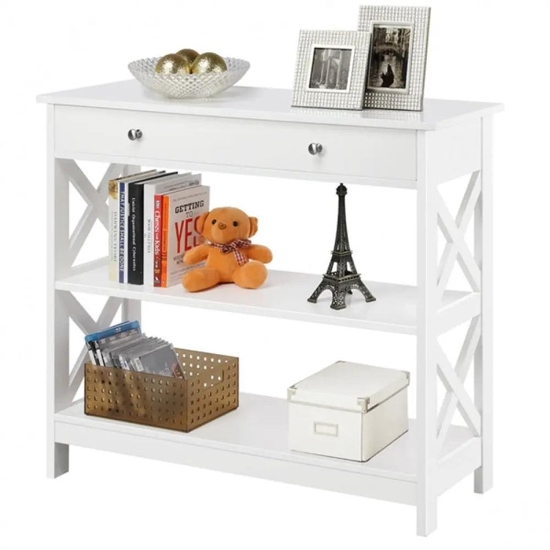 Wooden Console Table with 1 Drawer and 2 Open Shelves by Yaheetech
