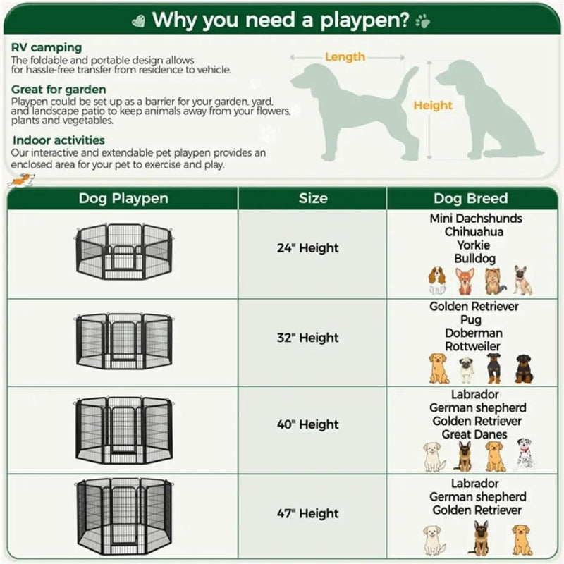 16pcs Dog pen Panels 120cm Height by Yaheetech