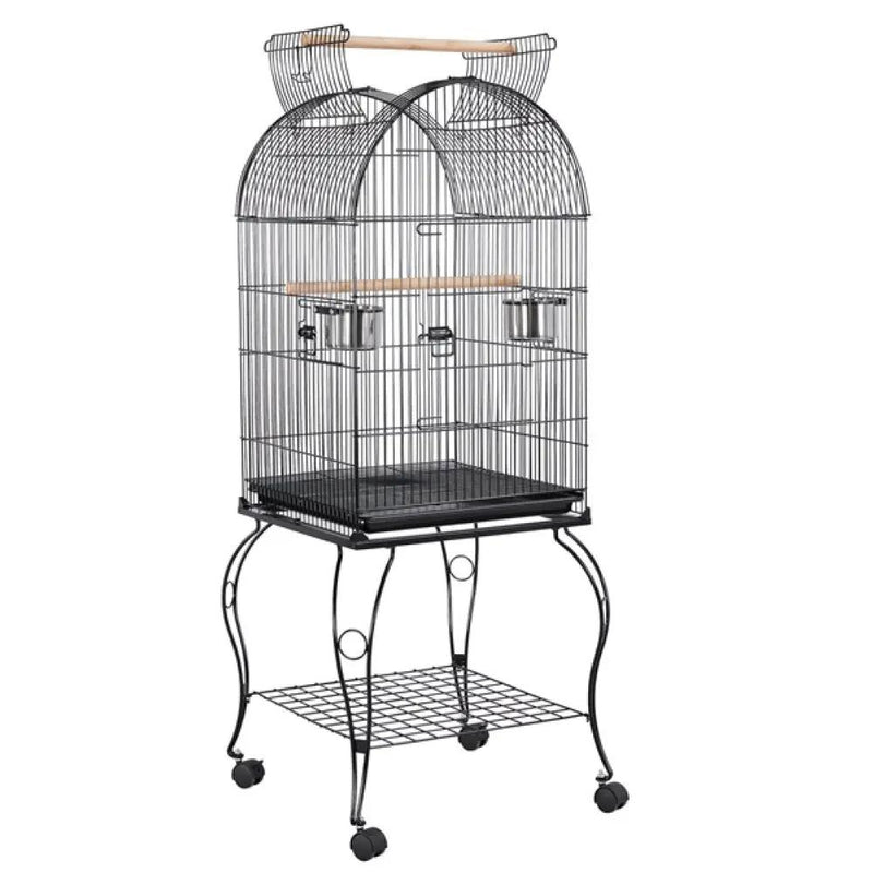 Open Top Metal Bird Cage Rolling Parrot Cage by Yaheetech