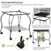 H145cm Open Top Metal Parrot Cage Bird Cage by Yaheetech