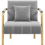 Velvet Accent Armchair with Cozy Pillow by Yaheetech