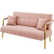 Upholstered Sofa Couch with Gold-tone Metal Arms and Legs by Yaheetech