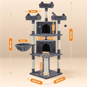 Large Cat Tree Big Cat House Plush Cat Tower by Yaheetech